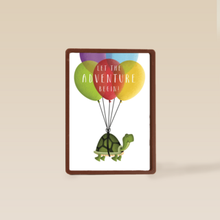 schildpad aan ballonnen