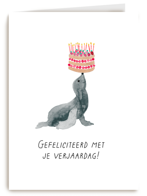 Verjaardagskaart Hallmark | Zeeleeuw Met Taart Verjaardagskaart