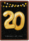 Verjaardagskaart leeftijden 20 ballonletters