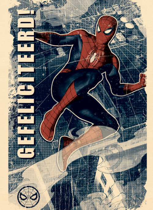 Spiderman kaart gefeliciteerd