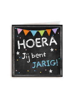 schoolbord met feestslinger