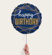 Ballon Happy Birthday Blauw Goud
