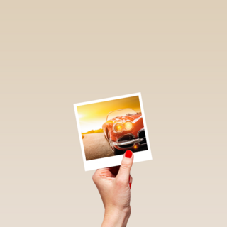 Verjaardagskaart man Mooie auto Polaroid