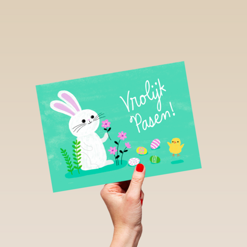 Vrolijk Pasen Konijn Kuiken