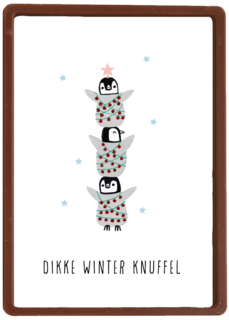 bikke winter knuffel pinguin kaart