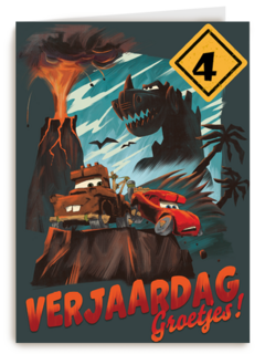 Cars verjaardagskaart met verjaardagsgroetjes