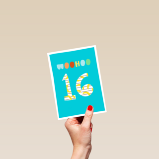 Verjaardagskaart woohoo 16 tiener jongen