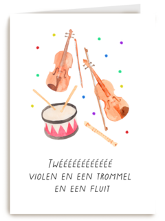 Verjaardagskaart muziekinstrumenten