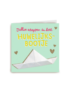 Felicitatiekaart huwelijksbootje