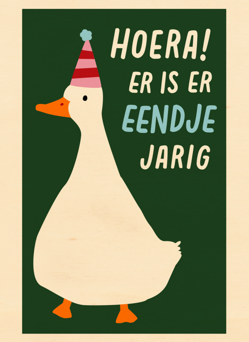 Houten Kaart Verjaardagskaarten | Verjaardagskaart Er Is Er Eendje Jarig