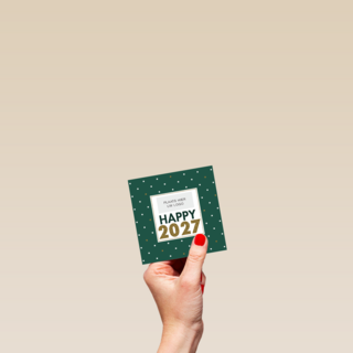 Happy 2027 Fotokaart Groen Met Witte Stippen