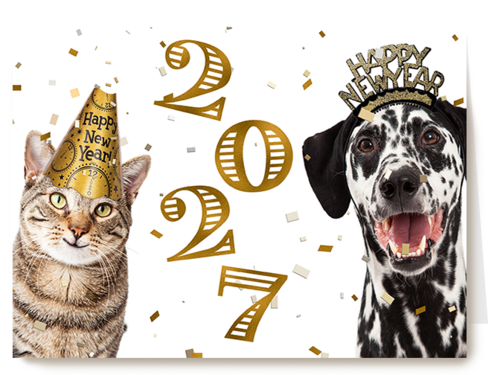 Kaart Hallmark | Nieuwjaar | Happy New Year 2027 Hond En Kat