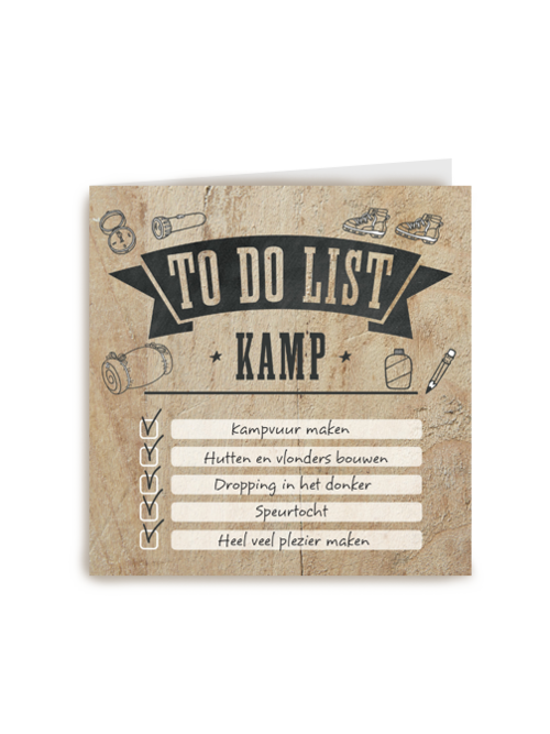 op kamp kaart to do list kamp