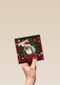 Kerstkaart konijn kerstmuts