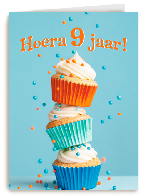 Hoera 9 Jaar cupcakes