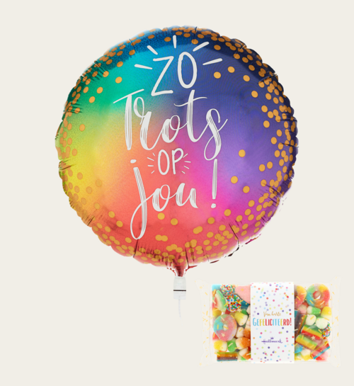Ballon Zo Trots op Jou Multi Met Brievenbus Snoep Van Harte Gefeliciteerd