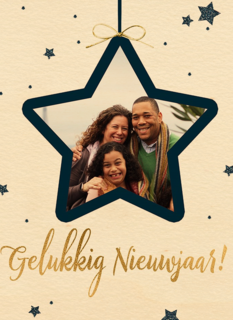 nieuwjaar fotokaart ster kader aanpasbare tekst