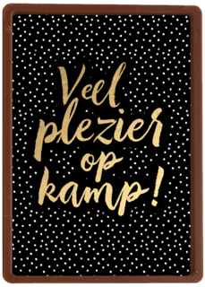 op kamp kaart zwart goud veel plezier op kamp
