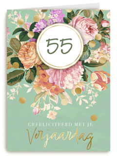 Verjaardagskaart bloemen met leeftijd