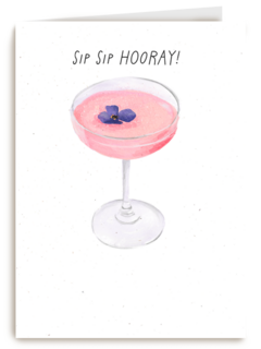 Verjaardagskaart cocktail sip sip hooray