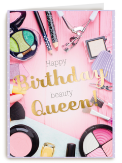 Verjaardagskaart tiener meisje Birthday queen makeup