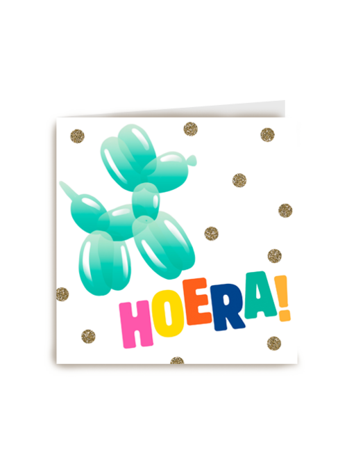 Verjaardagskaart ballondier hoera