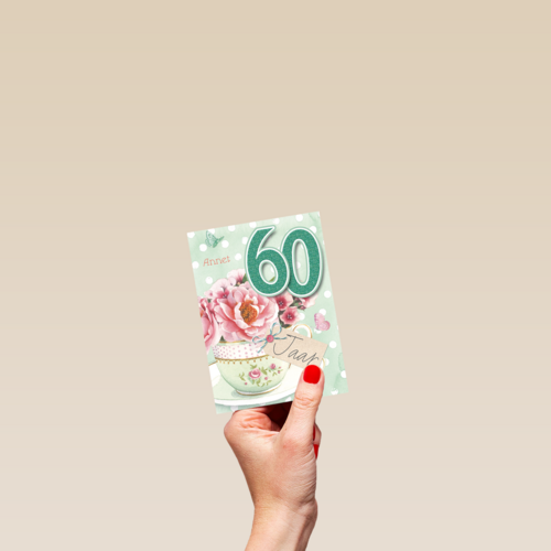 verjaardag leeftijden kopje bloemen 60