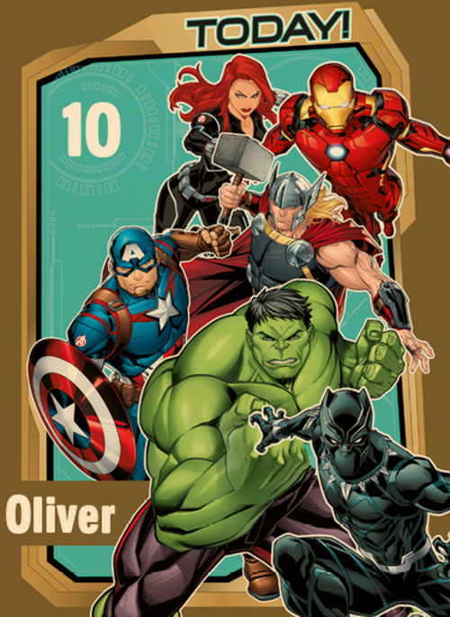 Verjaardagskaart Avengers Birthday today