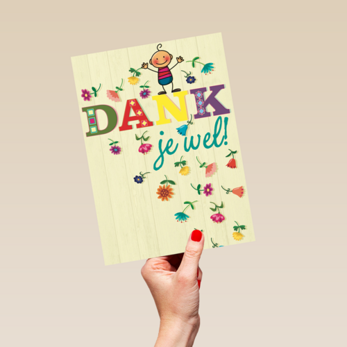 smile kaart bloemetjes dank je wel