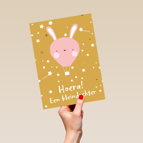 Hoera een kleindochter Roze konijn ballon