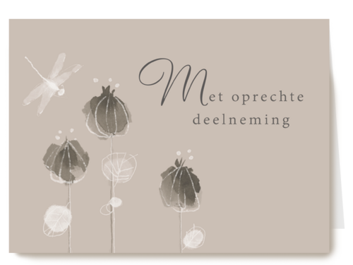 Deelneming kaart met libelle en bloemen