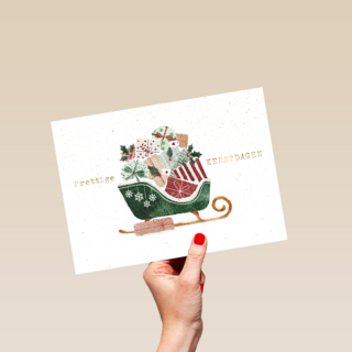 Slee vol cadeaus kerstkaart