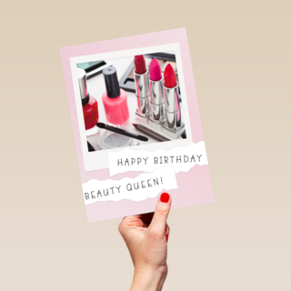 Verjaardagskaart tiener meisje Makeup spullen