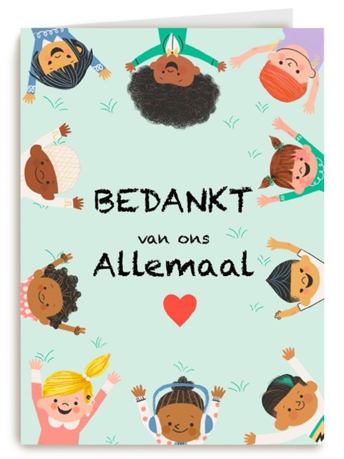 Bedankt kaart juf meester