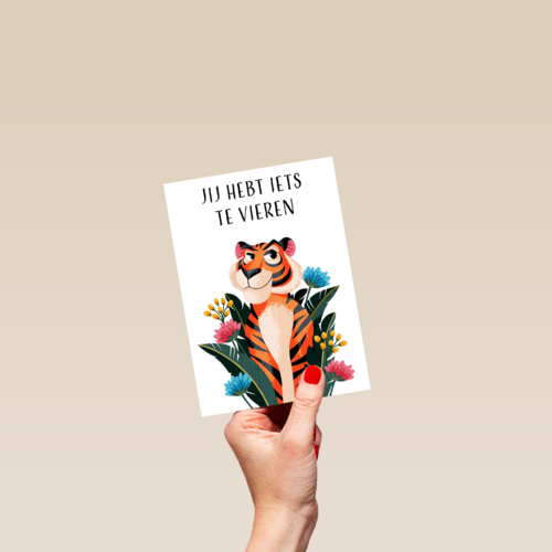 Verjaardagskaart Jij hebt iets te vieren tijger Folio