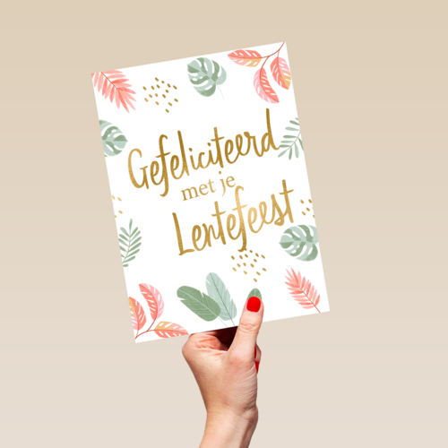Gefeliciteerd met je lentefeest bladeren