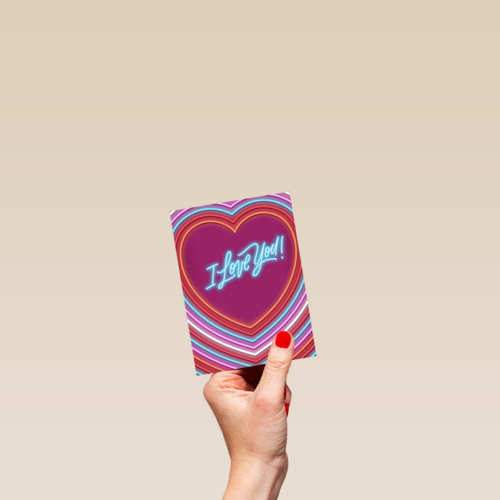 Valentijn kaart I love you neon stijl