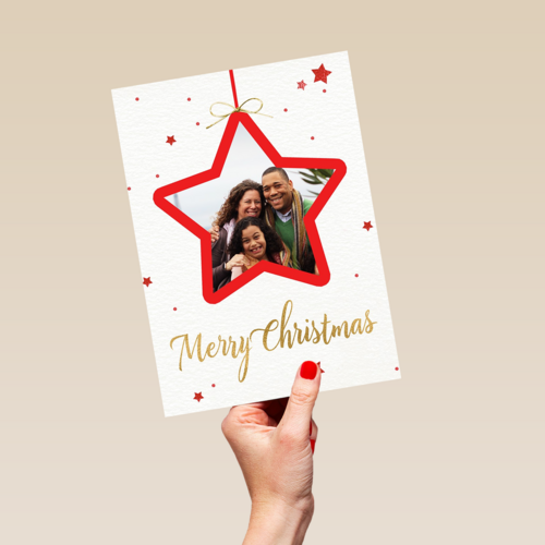 kerstkaart fotokaart rode kerstster