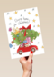 Kerstkaart matia studio kerstboom op auto