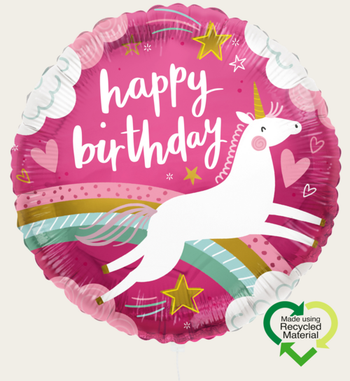 Ballon Eenhoorn Happy Birthday Multi Eco