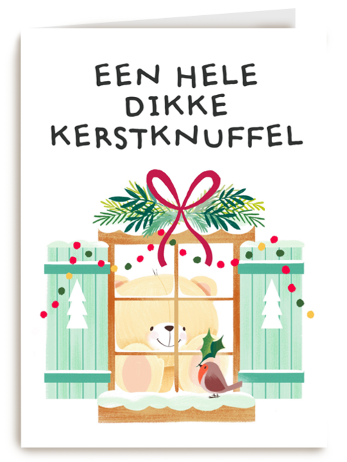 Kerstkaart hart onder de riem Een hele dikke kerstknuffel
