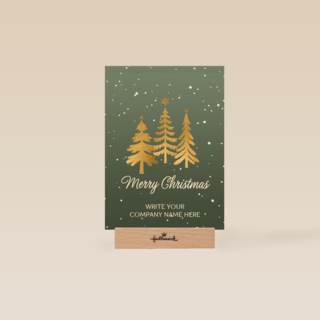 Kerstkaart zakelijk Gouden kerstbomen Aanpasbare tekst