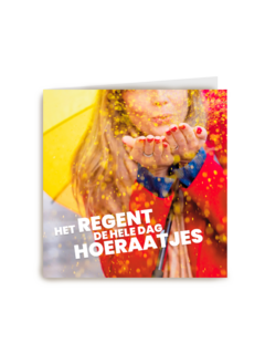 verjaardagskaart het regent hoeraatjes