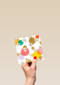 Blanco kaart bloemen en confetti