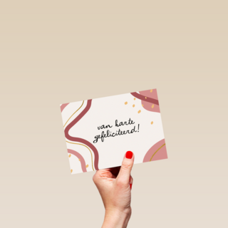 gefeliciteerd kaart vrouw stippen van harte gefeliciteerd