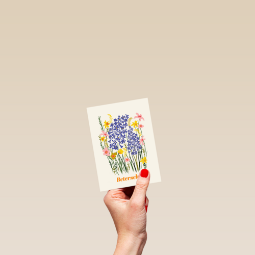 Beterschapskaart klassiek met bloemen