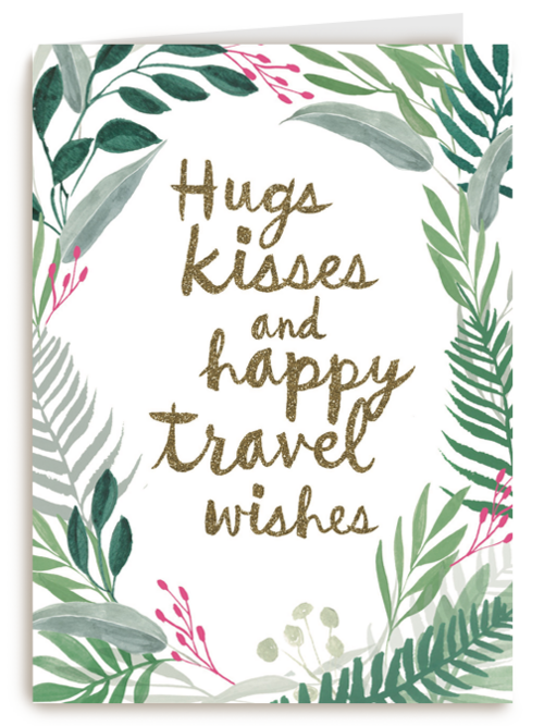 Kaart Hallmark | Fijne Reis | Botanical Kaart Hugs Kisses And Happy Travel Wishes