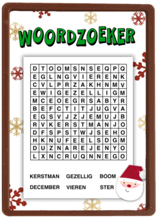 Kerstkaart hart onder de riem Woordzoeker