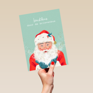 Kerstkaart kerstman kerstkus