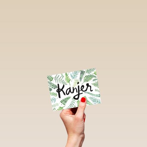botanical kaart bladeren met het woord kanjer
